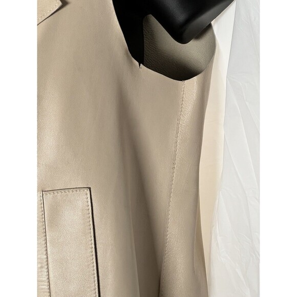 Oscar De La Renta Genuine Leather Vest Beige Gold Zipper Size 10 Made In USA - Picture 7 of 16